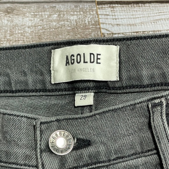 AGOLDE Denim Jeans Black Wash High Rise Straight Leg Size‎ 29 - Picture 4 of 11